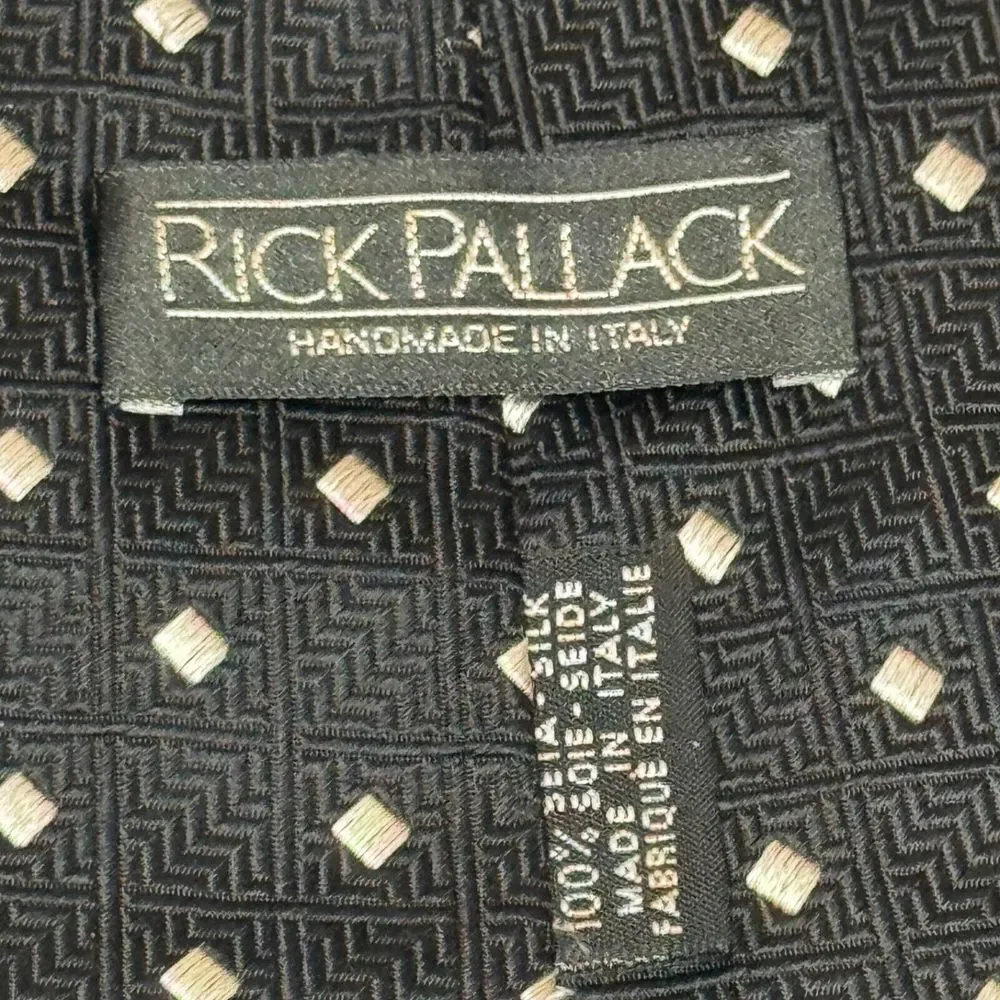 RICK PALLACK 100% Silk Tie Black w. Silver Made in Italy‎ Business Office